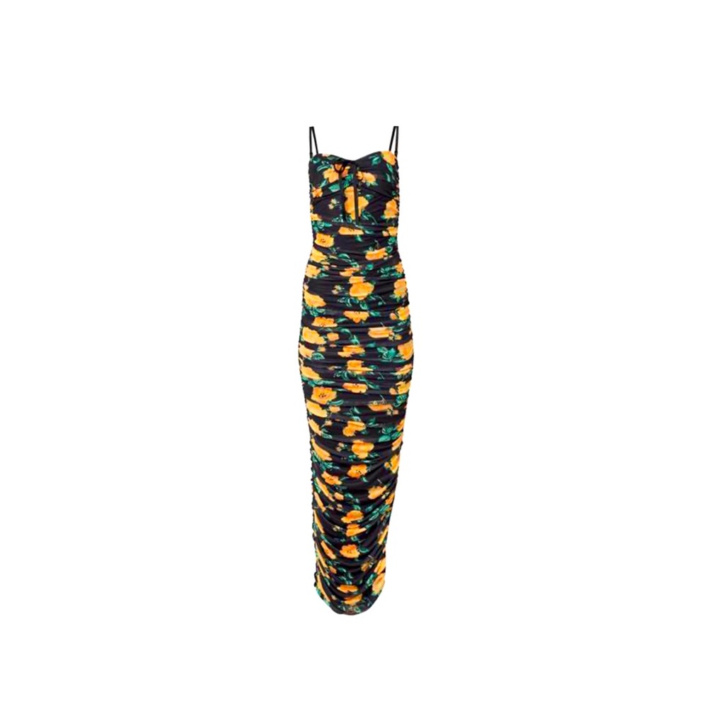 Floral Ruched Bodycon Dress